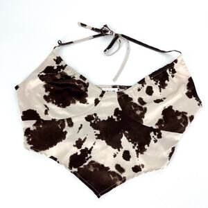 Le Lis Cow Print Cropped Halter Top Size Small
